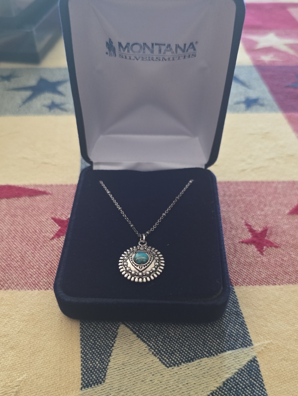 Montana Silversmiths "Love For You" Necklace. Silver & Turquoise Accent. New